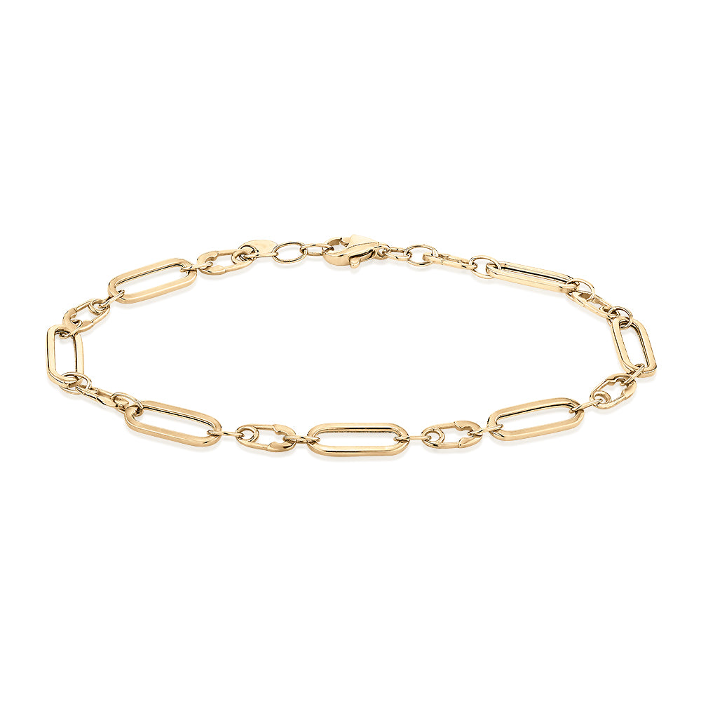 Bracelet with diamond simulant in 10 carat yellow gold