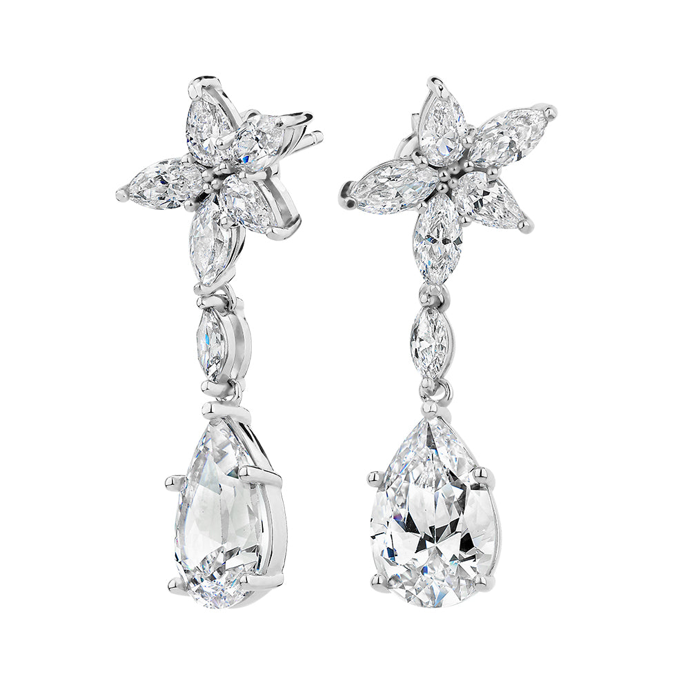 Statement earrings with 8.78 carats* of diamond simulants in sterling silver
