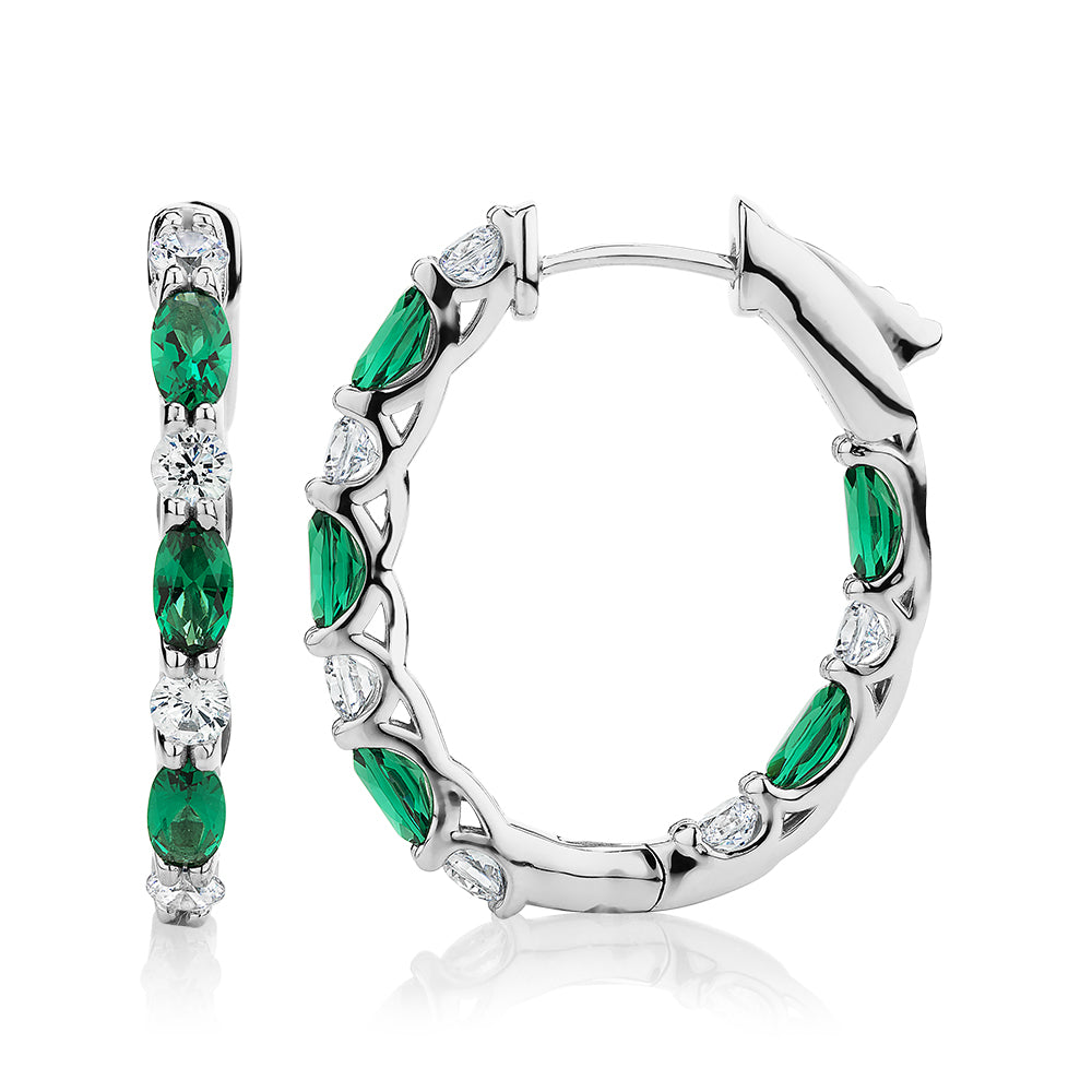 Emerald cut diamond on sale hoop earrings