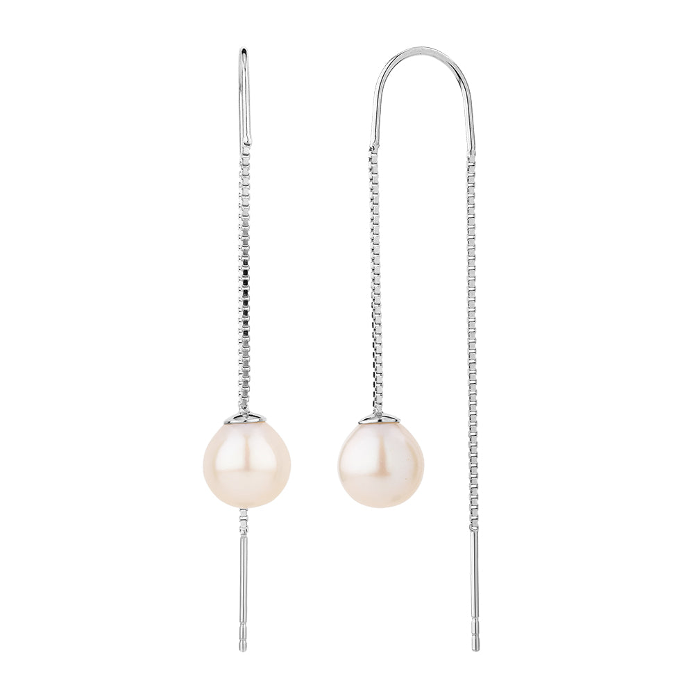 Cultured freshwater pearl drop earrings in sterling silver