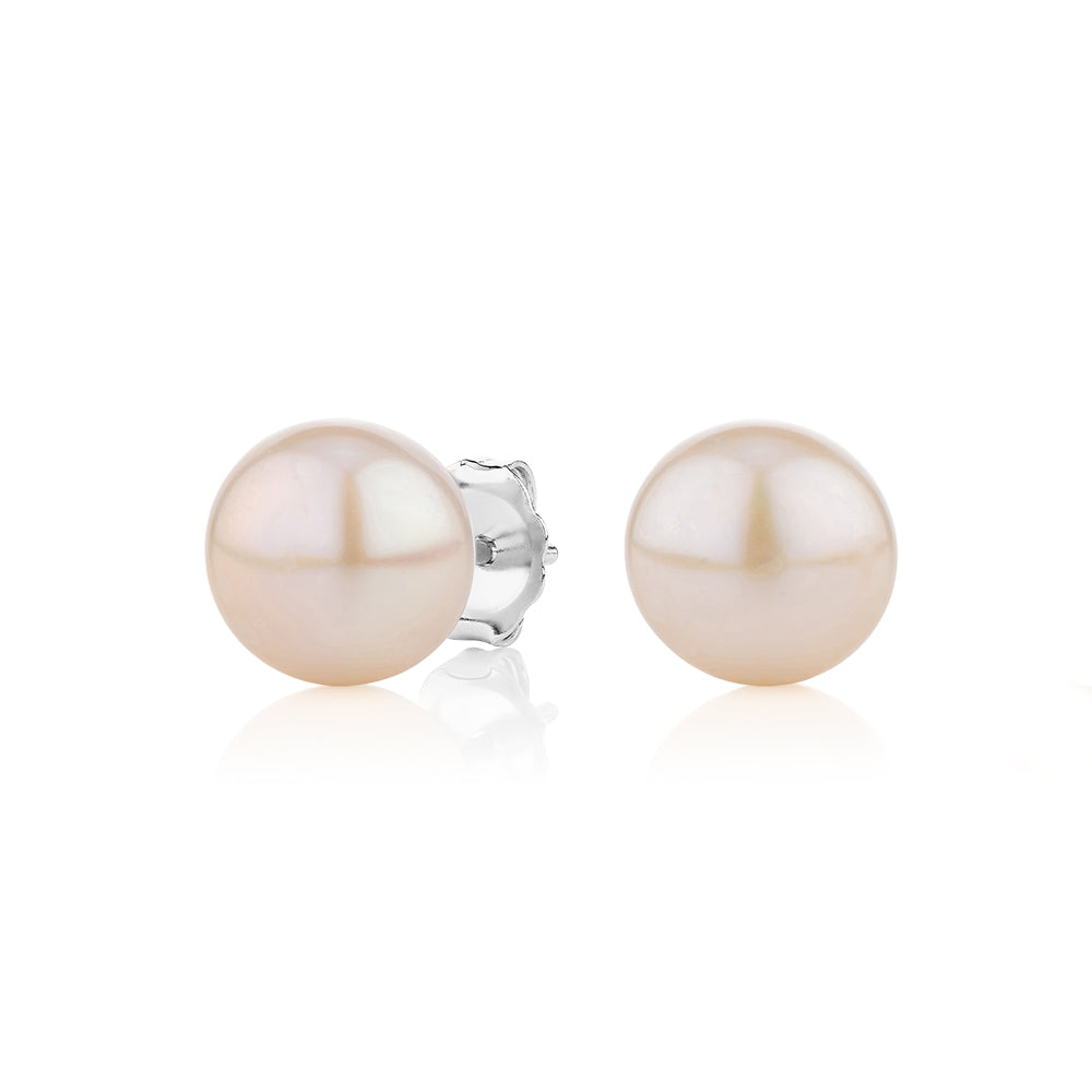 Cultured freshwater pearl 8.5mm stud earrings in sterling silver