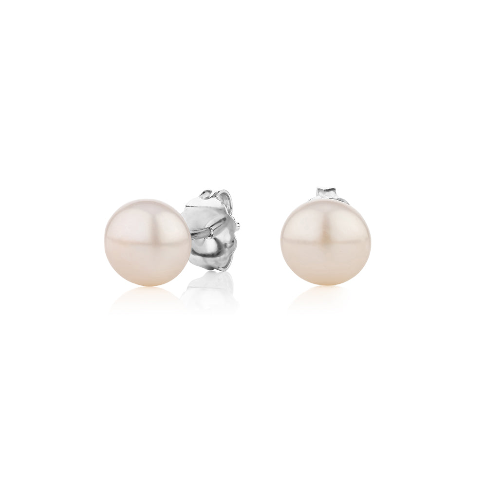 Cultured freshwater pearl 6.5mm stud earrings in sterling silver