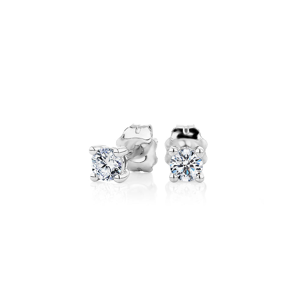 Premium Lab-Grown Diamond, 0.25 carat TW round brilliant stud earrings in 10 carat white gold