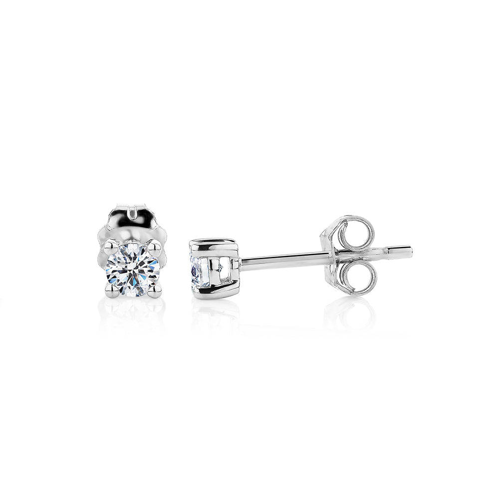 Premium Lab-Grown Diamond, 0.25 carat TW round brilliant stud earrings in 10 carat white gold