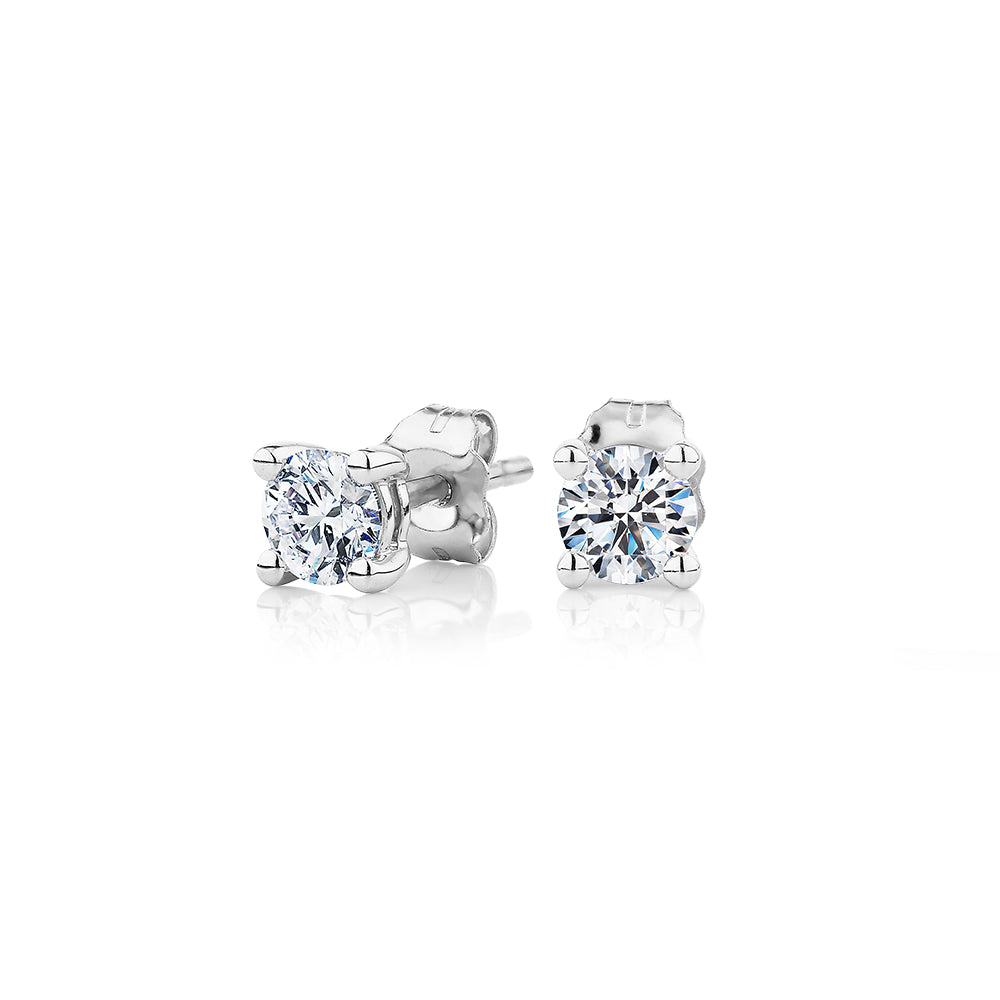 Premium Lab-Grown Diamond, 0.50 carat TW round brilliant stud earrings in 10 carat white gold