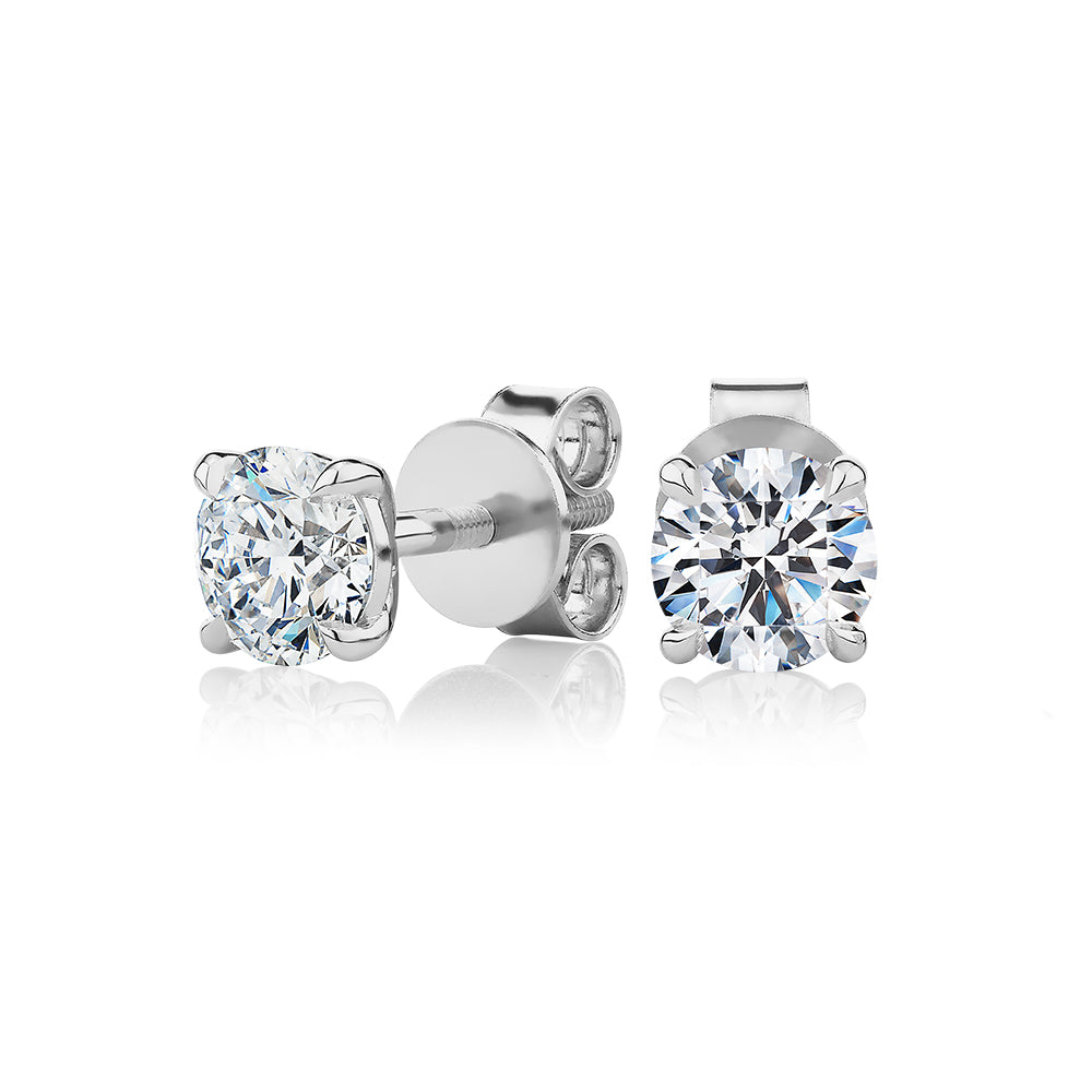 Premium Certified Laboratory Created Diamond, 1.40 carat TW round brilliant stud earrings in 14 carat white gold