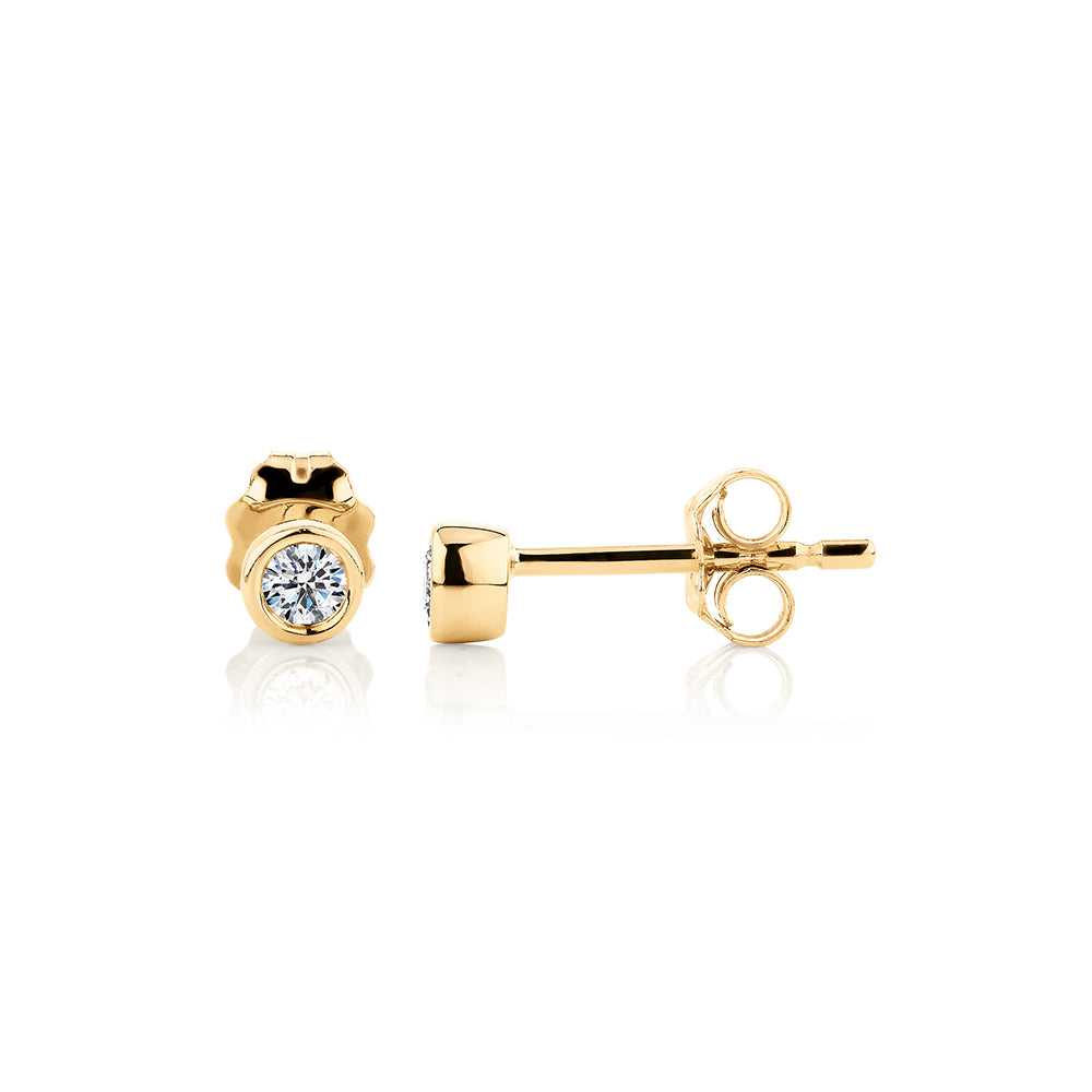 Premium Lab-Grown Diamond, 0.10 carat TW round brilliant stud earrings in 10 carat yellow gold