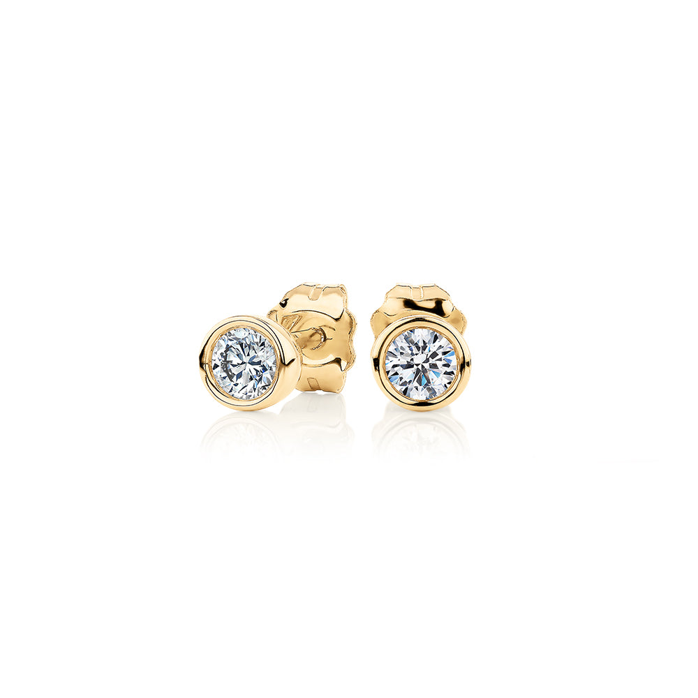 Premium Lab-Grown Diamond, 0.25 carat TW round brilliant stud earrings in 10 carat yellow gold