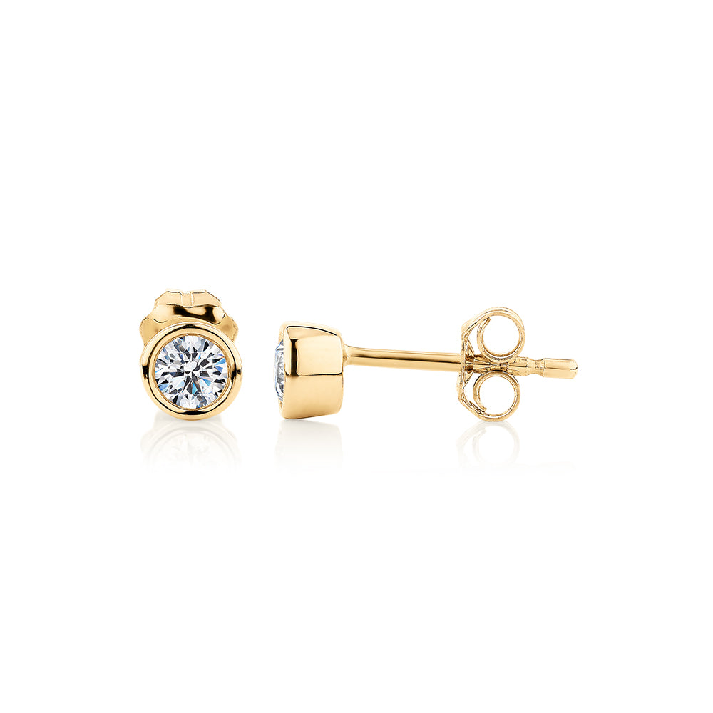 Premium Lab-Grown Diamond, 0.25 carat TW round brilliant stud earrings in 10 carat yellow gold