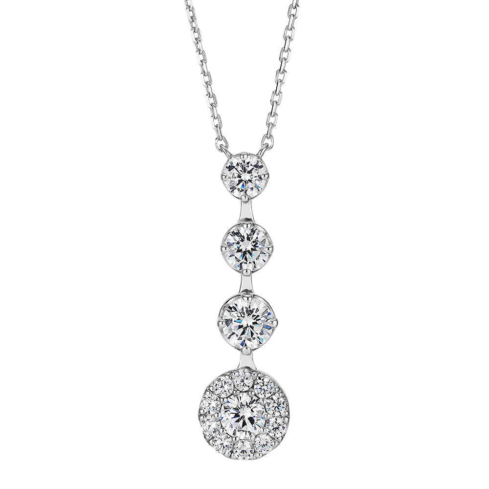 Celeste Round Brilliant drop necklace with 1.27 carats* of diamond simulants in sterling silver