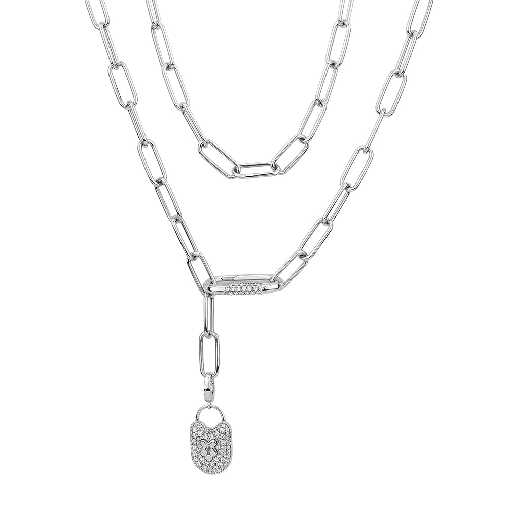 Necklace with 0.72 carats* of Round Brilliant diamond simulants in sterling silver