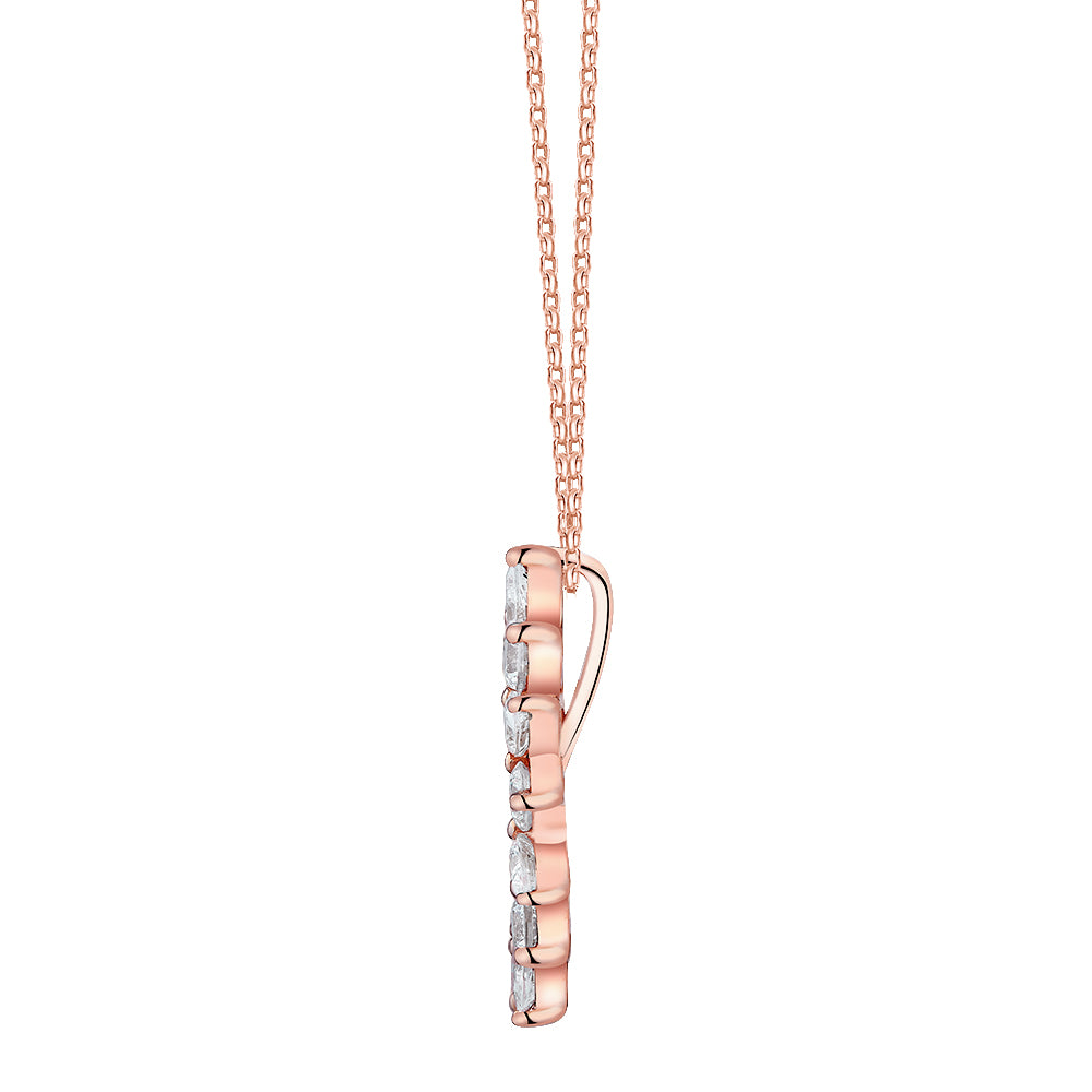 Fancy pendant with 1.28 carats* of diamond simulants in 10 carat rose gold