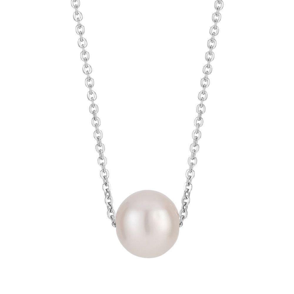 Cultured freshwater pearl necklace in sterling silver