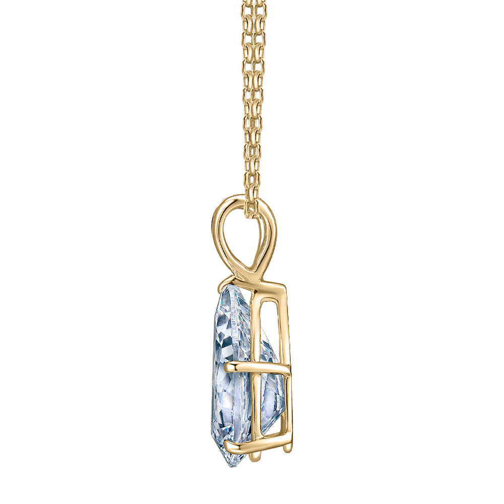 Pear solitaire pendant with 3 carat* diamond simulant in 10 carat yellow gold