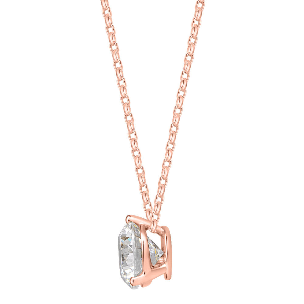 Round Brilliant solitaire pendant with 2.04 carat* diamond simulant in 10 carat rose gold