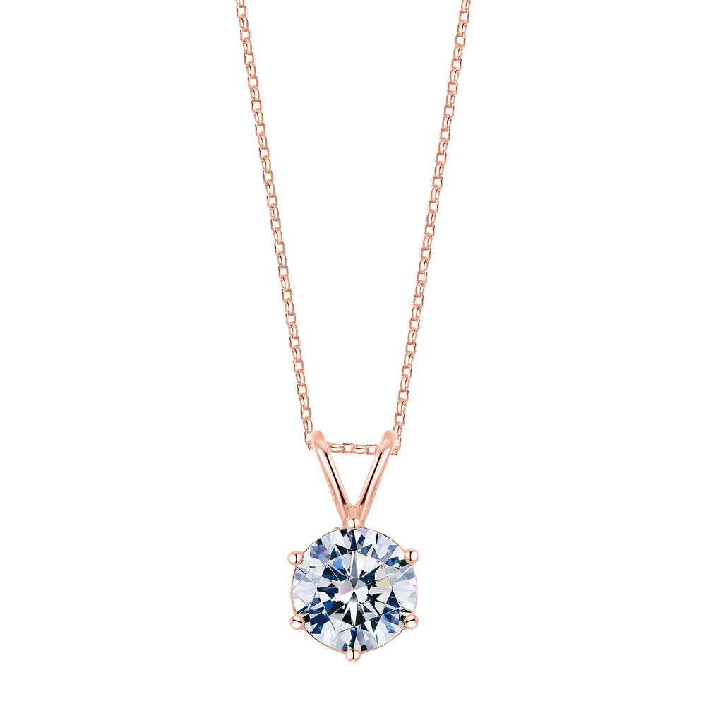 Round Brilliant solitaire pendant with 1 carat* diamond simulant in 10 carat rose gold