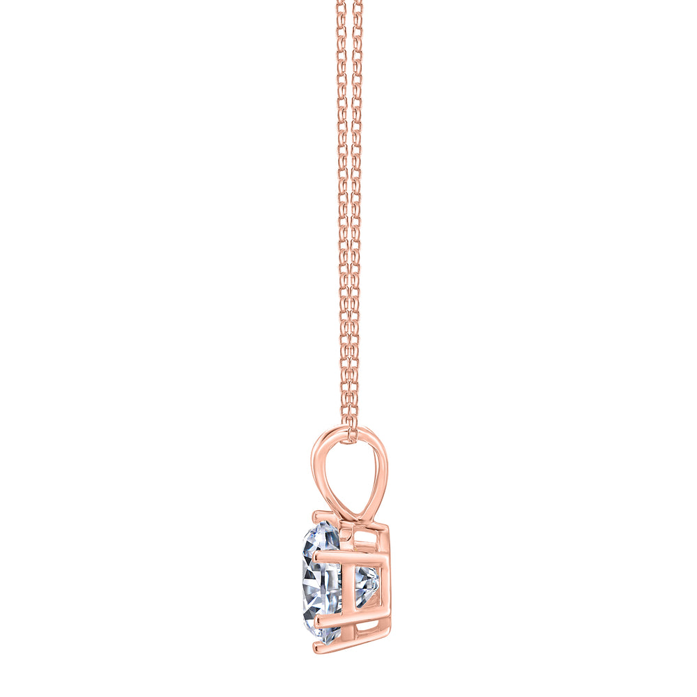 Round Brilliant solitaire pendant with 1 carat* diamond simulant in 10 carat rose gold