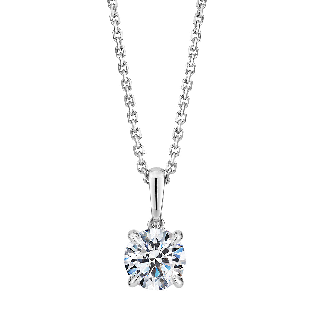 Premium Certified Laboratory Created Diamond, 0.70 carat round brilliant solitaire pendant in 14 carat white gold