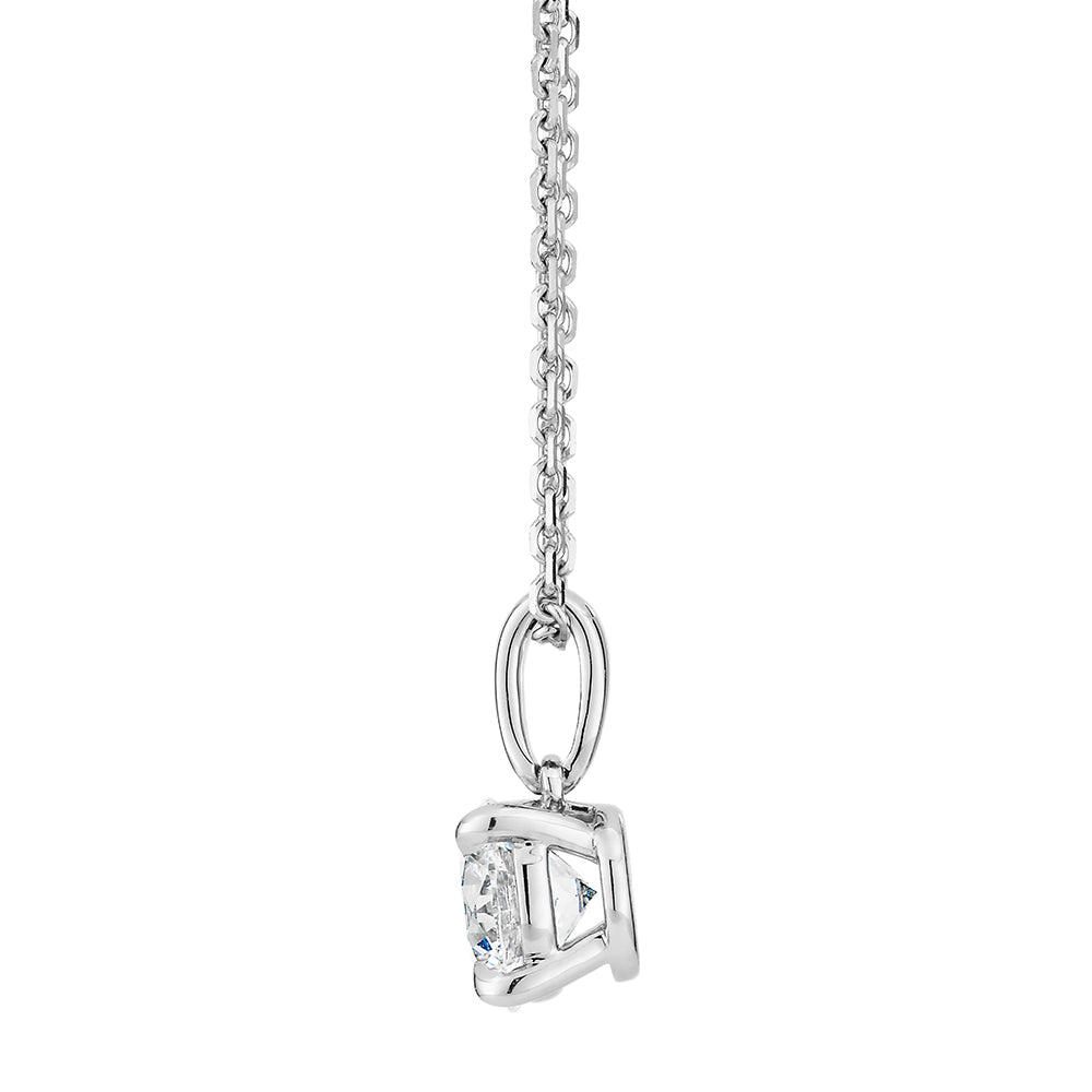 Premium Certified Laboratory Created Diamond, 0.70 carat round brilliant solitaire pendant in 14 carat white gold