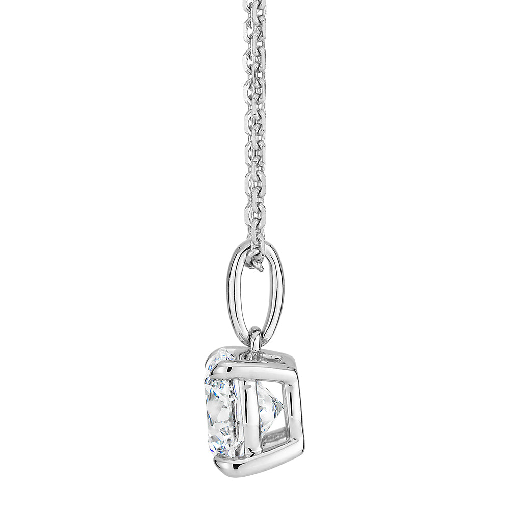 Premium Certified Laboratory Created Diamond, 1.00 carat round brilliant solitaire pendant in 14 carat white gold