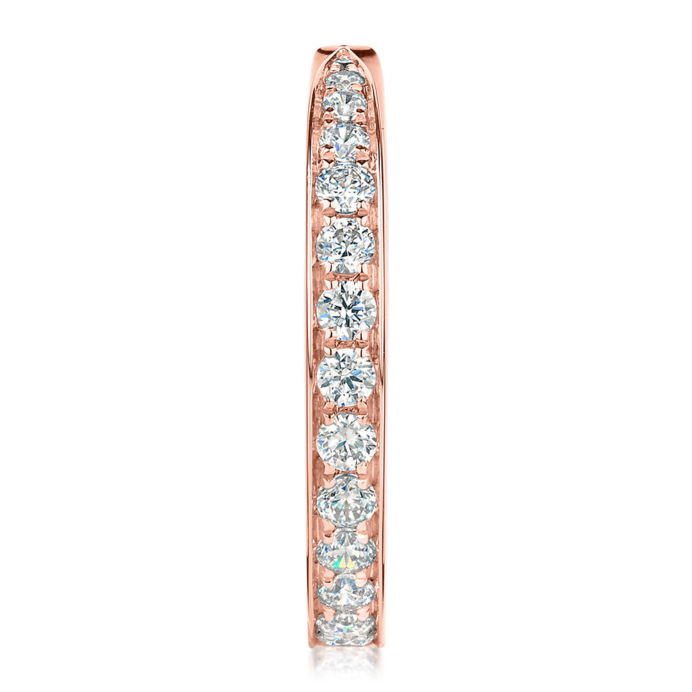 All-rounder eternity band with 0.75 carats* of diamond simulants in 10 carat rose gold