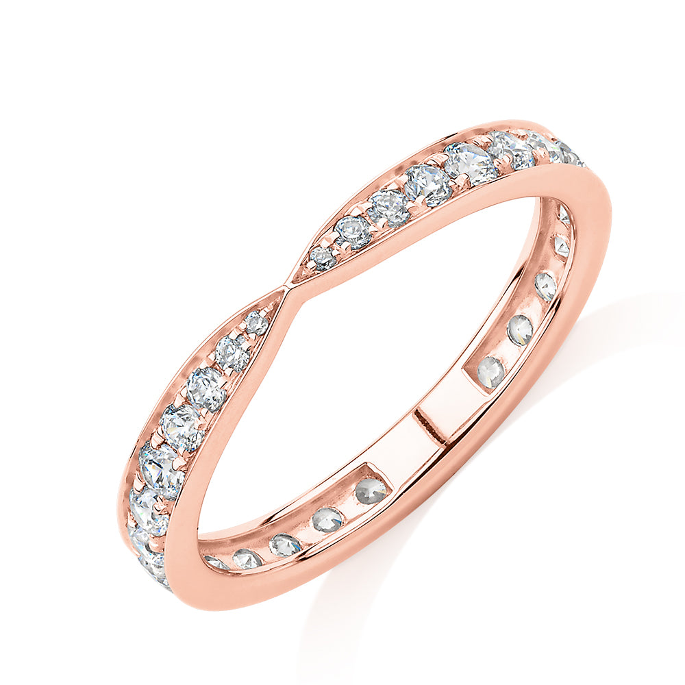 All-rounder eternity band with 0.75 carats* of diamond simulants in 10 carat rose gold