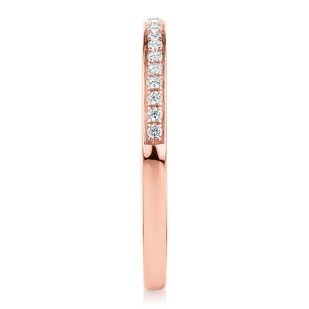 Round Brilliant wedding or eternity band in 14 carat rose gold