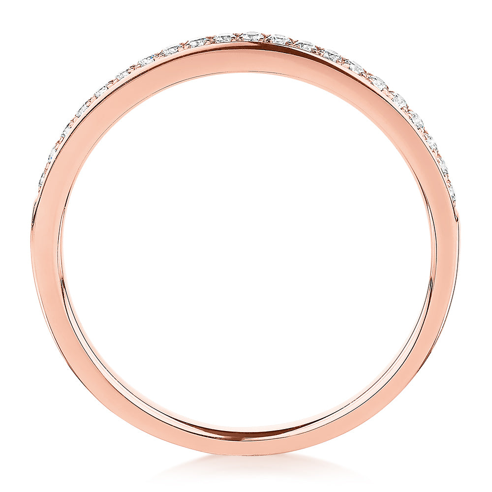 Round Brilliant wedding or eternity band in 14 carat rose gold