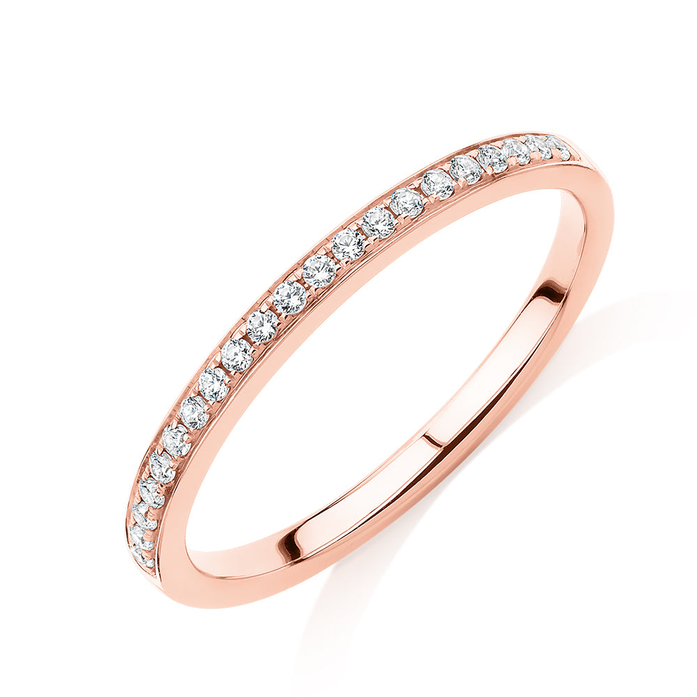 Round Brilliant wedding or eternity band in 14 carat rose gold