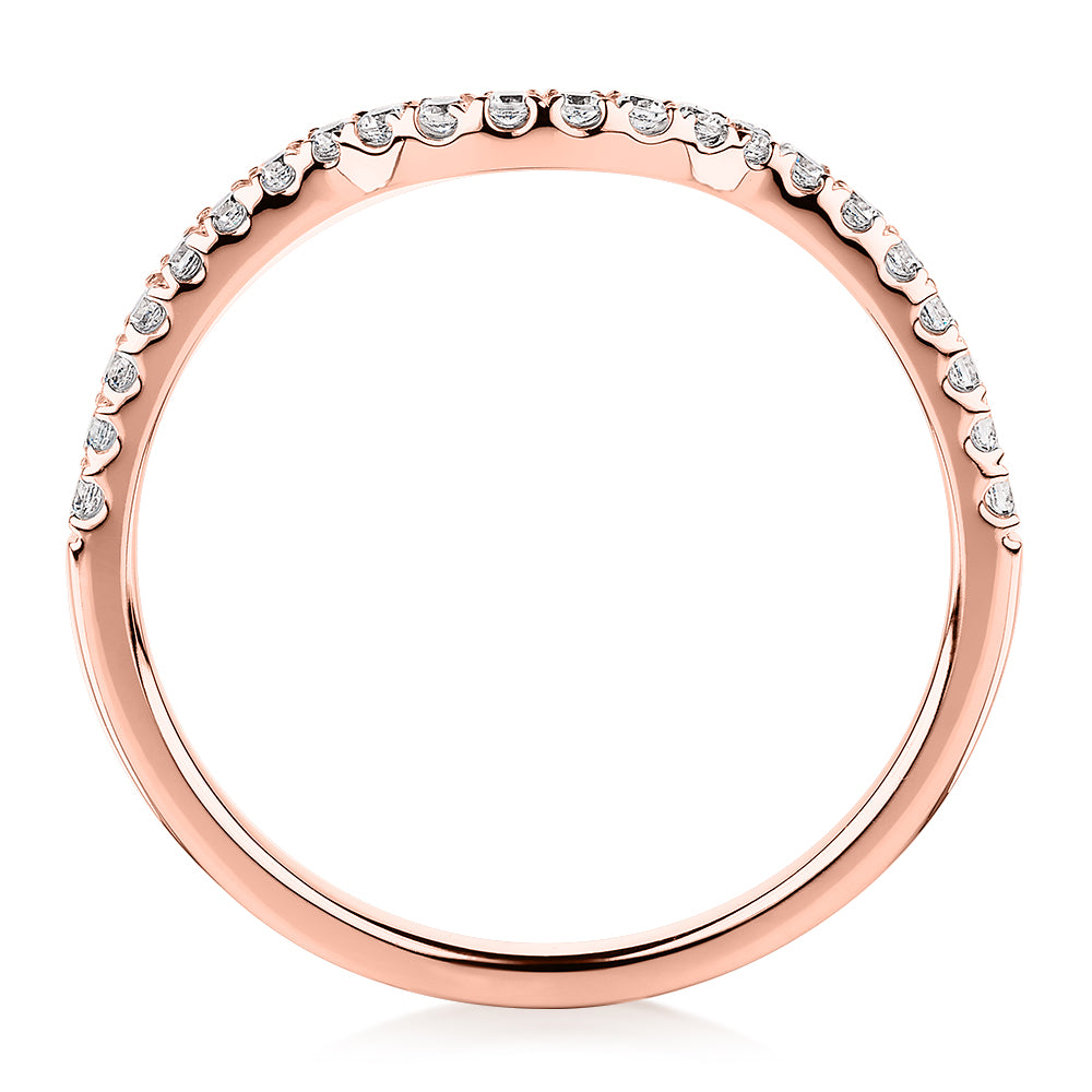 Curved wedding or eternity band in 10 carat rose gold