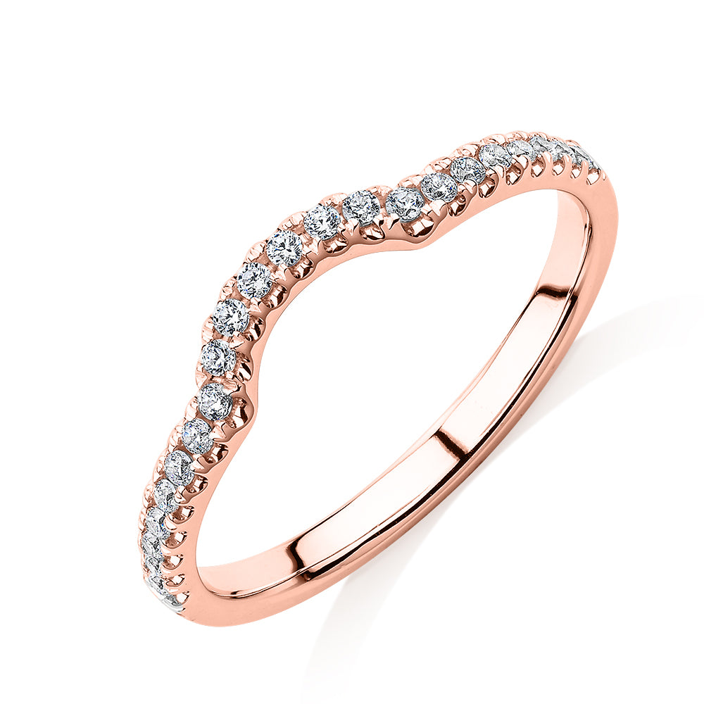 Curved wedding or eternity band in 10 carat rose gold