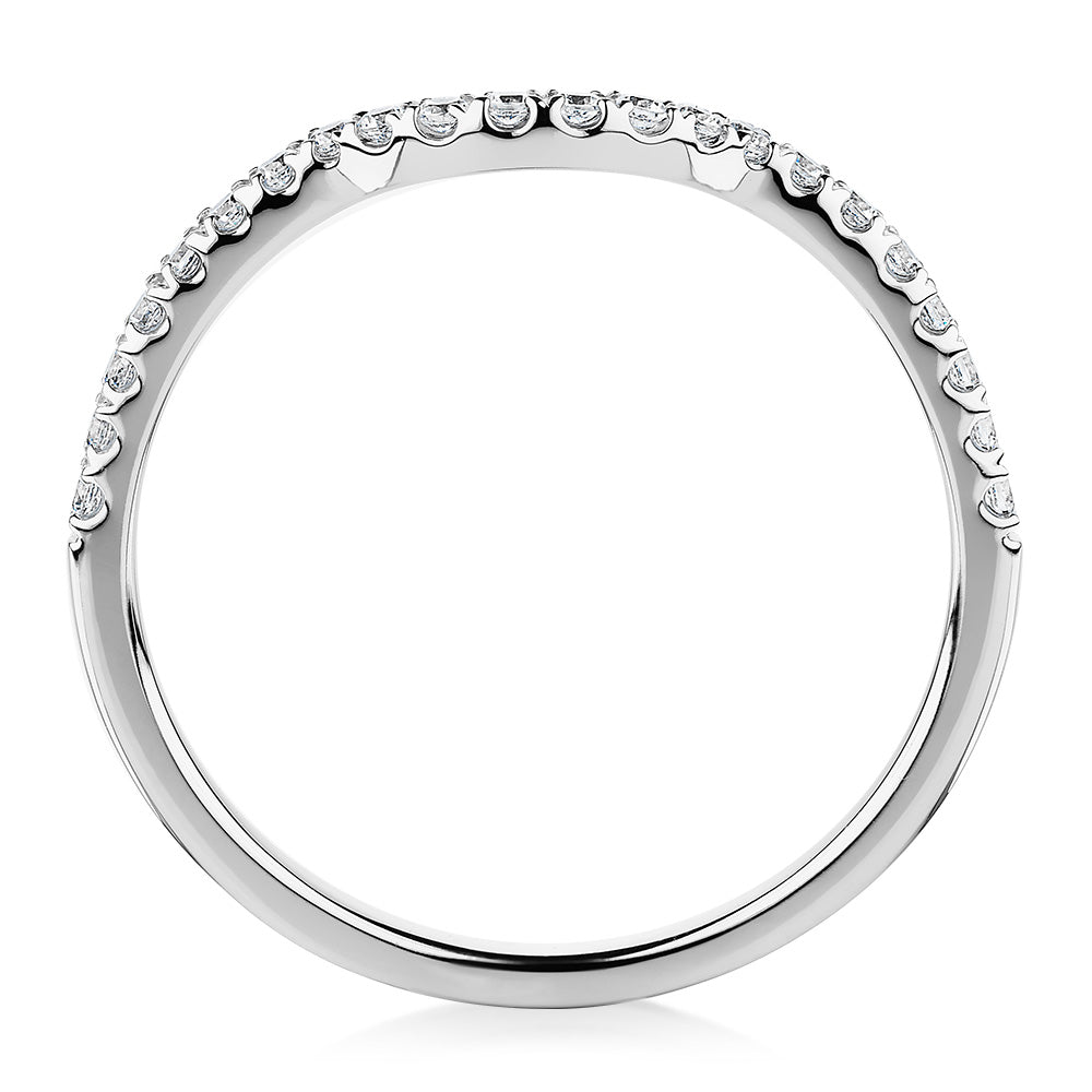 Curved wedding or eternity band in 10 carat white gold