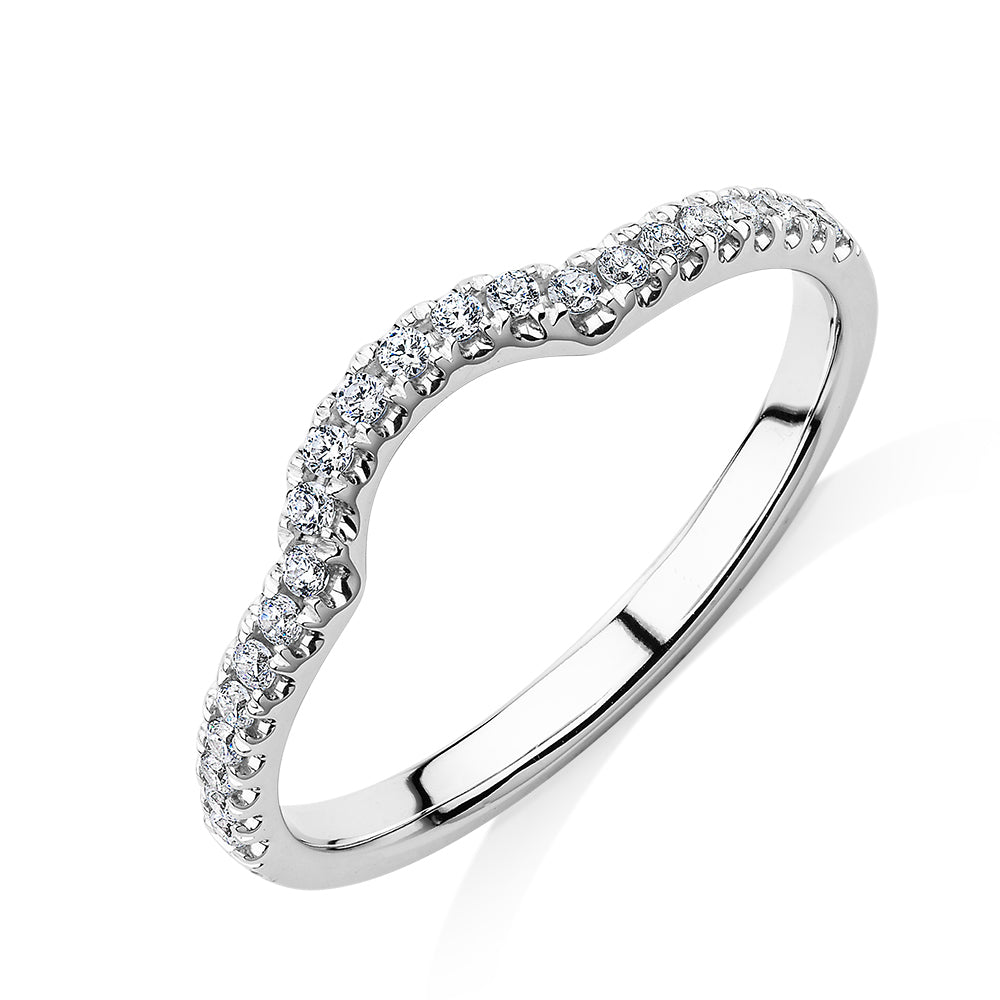 Curved wedding or eternity band in 10 carat white gold