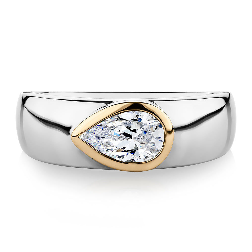 Synergy dress ring with 0.81 carats* of diamond simulants in 10 carat yellow gold and sterling silver