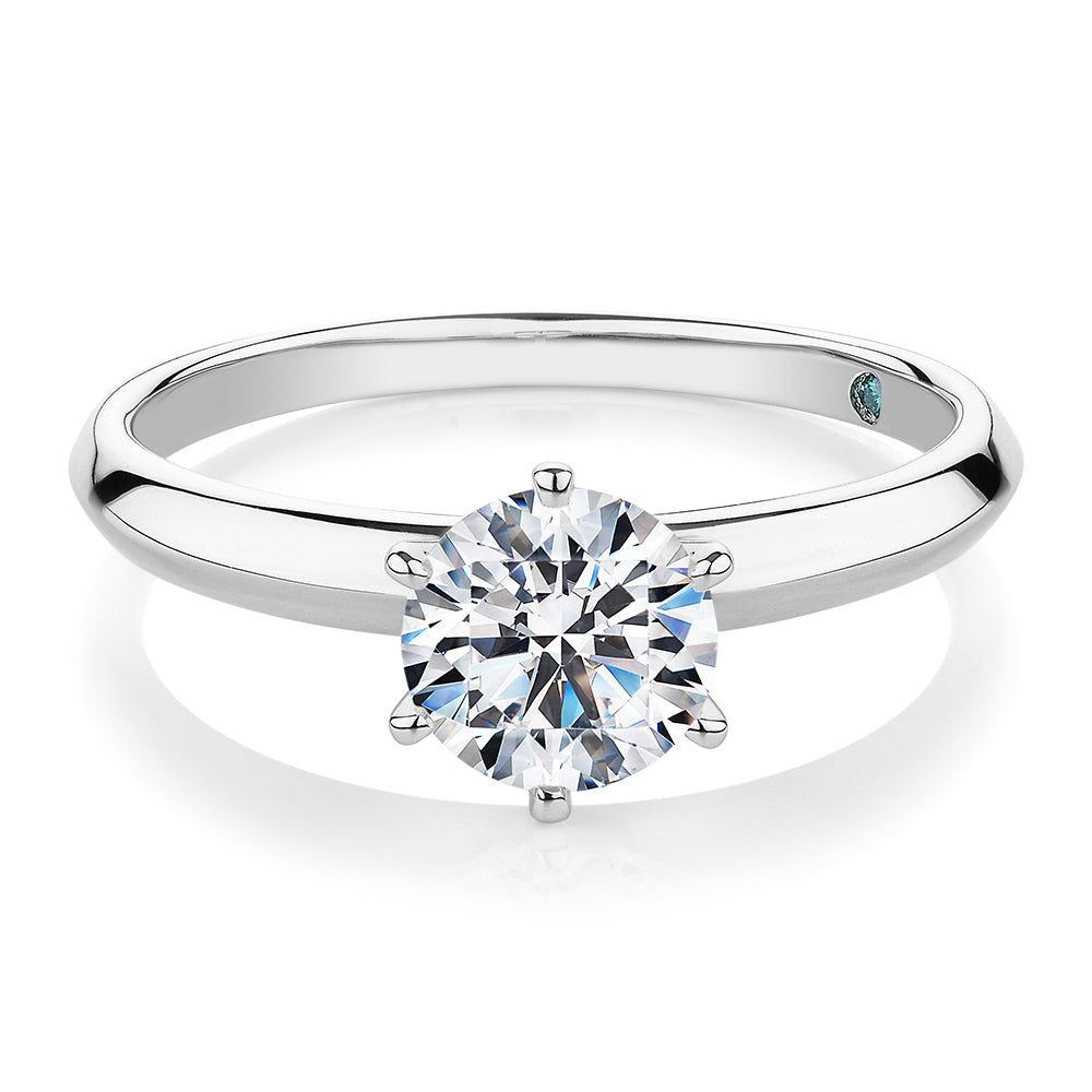 Premium Certified Lab-Grown Diamond, 1.00 carat round brilliant solitaire engagement ring in 14 carat white gold