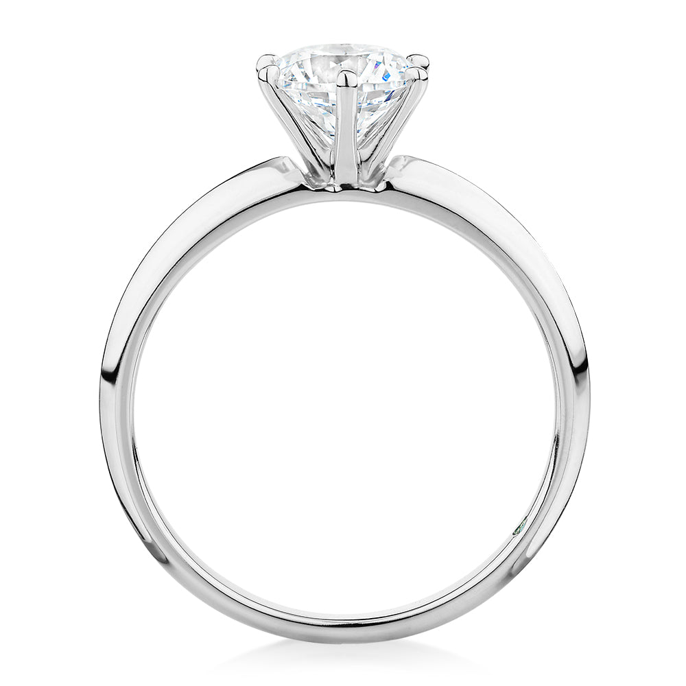 Premium Certified Lab-Grown Diamond, 1.00 carat round brilliant solitaire engagement ring in 14 carat white gold