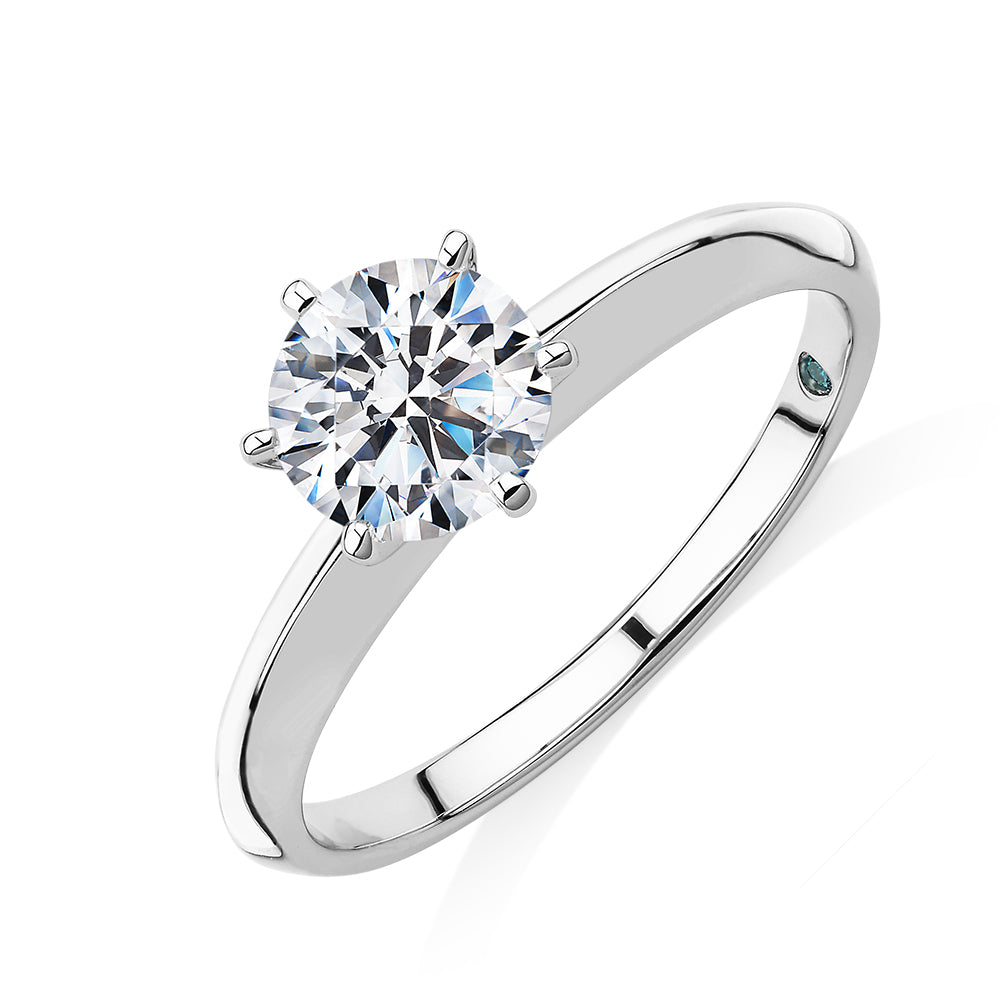 Premium Certified Lab-Grown Diamond, 1.00 carat round brilliant solitaire engagement ring in 14 carat white gold