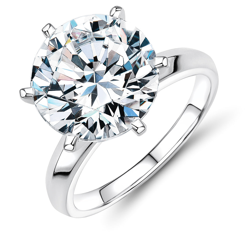 Round Brilliant solitaire engagement ring with 7 carat* diamond simulant in 14 carat white gold