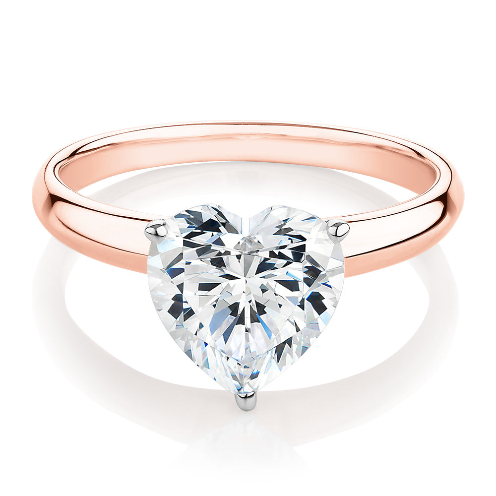 Rose gold heart diamond deals engagement ring