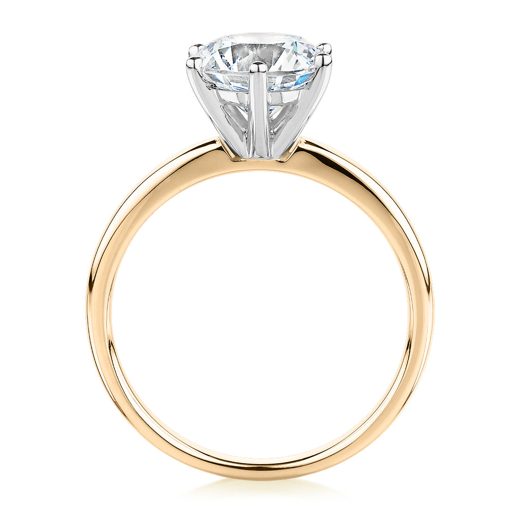 Round Brilliant solitaire engagement ring with 2 carat* diamond simula ...