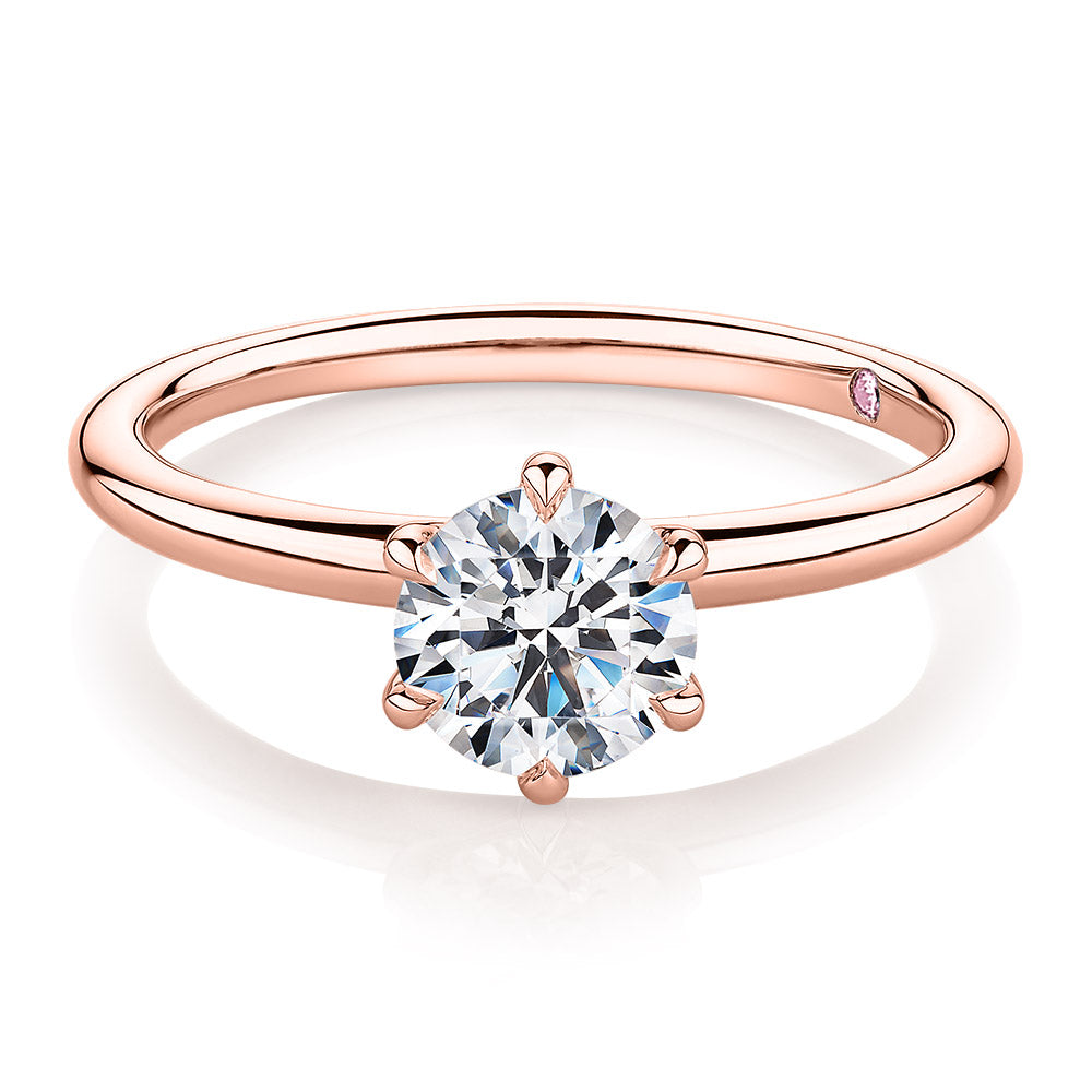 Premium Certified Lab-Grown Diamond, 1.00 carat round brilliant solitaire engagement ring in 14 carat rose gold