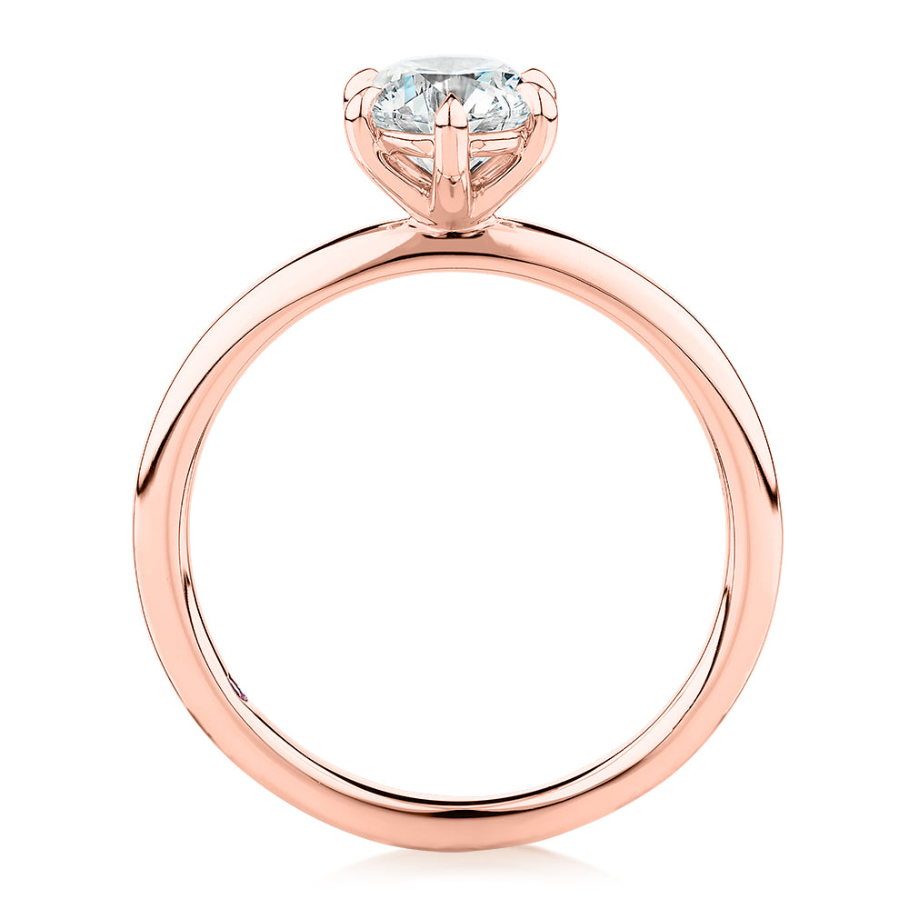 Premium Certified Lab-Grown Diamond, 1.00 carat round brilliant solitaire engagement ring in 14 carat rose gold