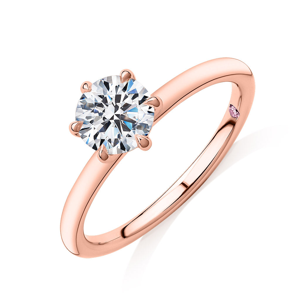 Premium Certified Lab-Grown Diamond, 1.00 carat round brilliant solitaire engagement ring in 14 carat rose gold