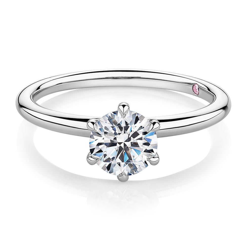 Premium Certified Lab-Grown Diamond, 1.00 carat round brilliant solitaire engagement ring in 14 carat white gold