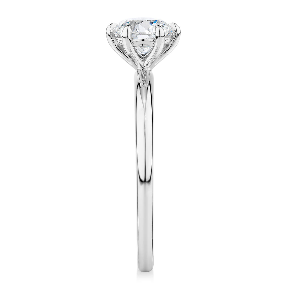 Premium Certified Lab-Grown Diamond, 1.00 carat round brilliant solitaire engagement ring in 14 carat white gold