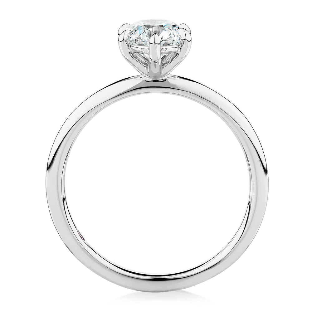 Premium Certified Lab-Grown Diamond, 1.00 carat round brilliant solitaire engagement ring in 14 carat white gold