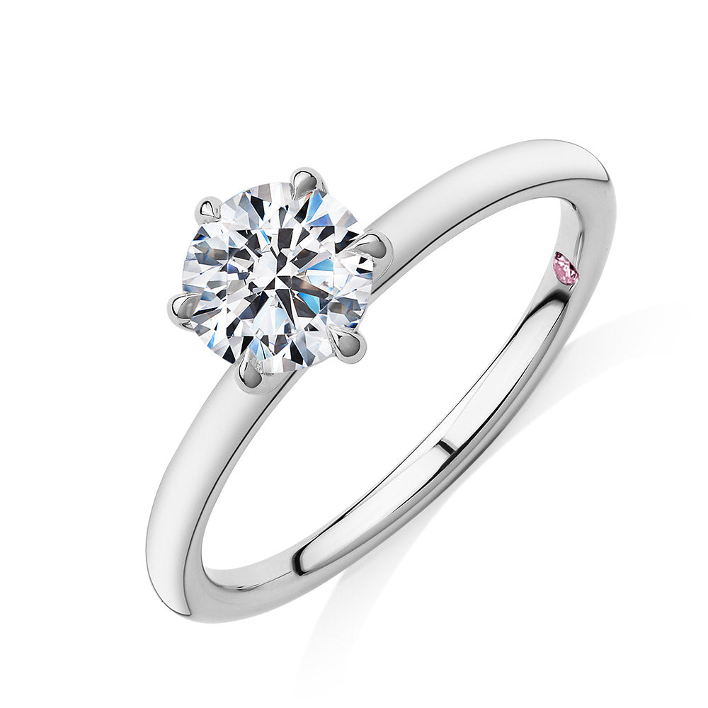 Premium Certified Lab-Grown Diamond, 1.00 carat round brilliant solitaire engagement ring in 14 carat white gold