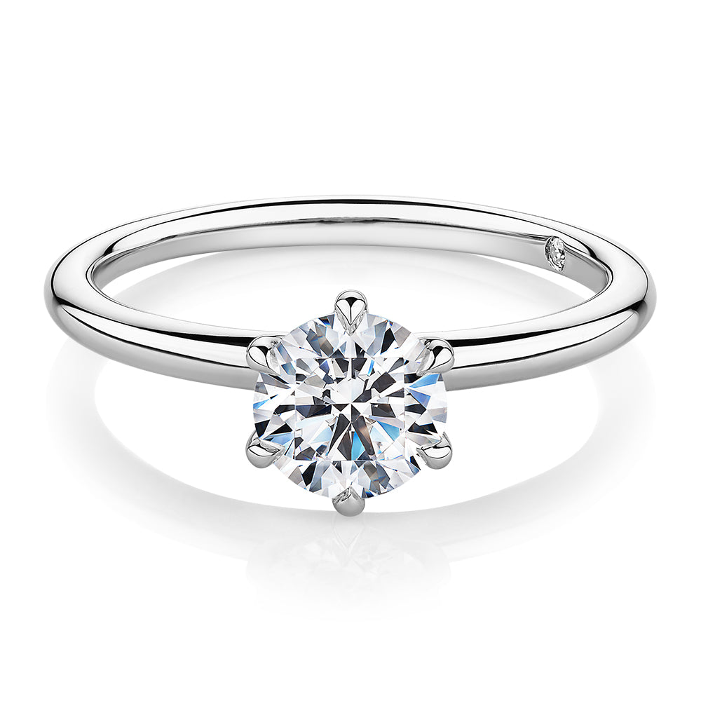 Signature Simulant Diamond 1.50 carat* round brilliant solitaire engagement ring in 14 carat white gold