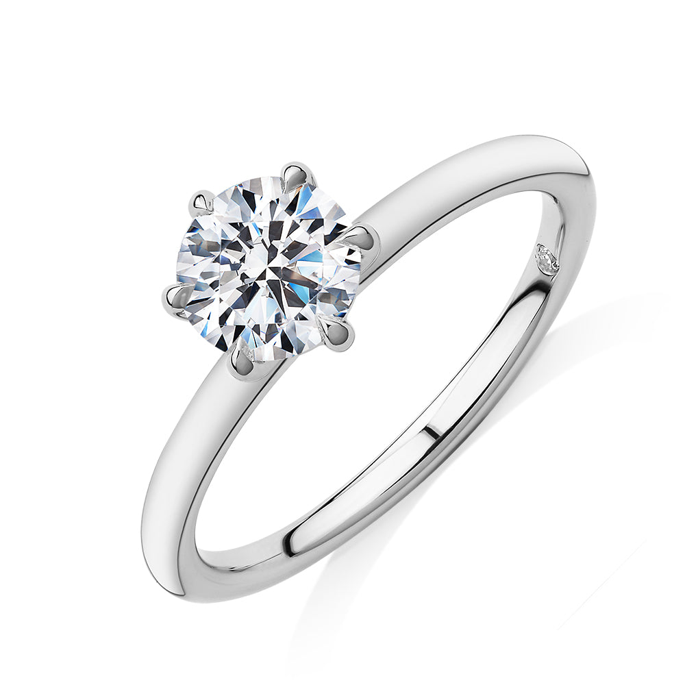 Signature Simulant Diamond 1.50 carat* round brilliant solitaire engagement ring in 14 carat white gold