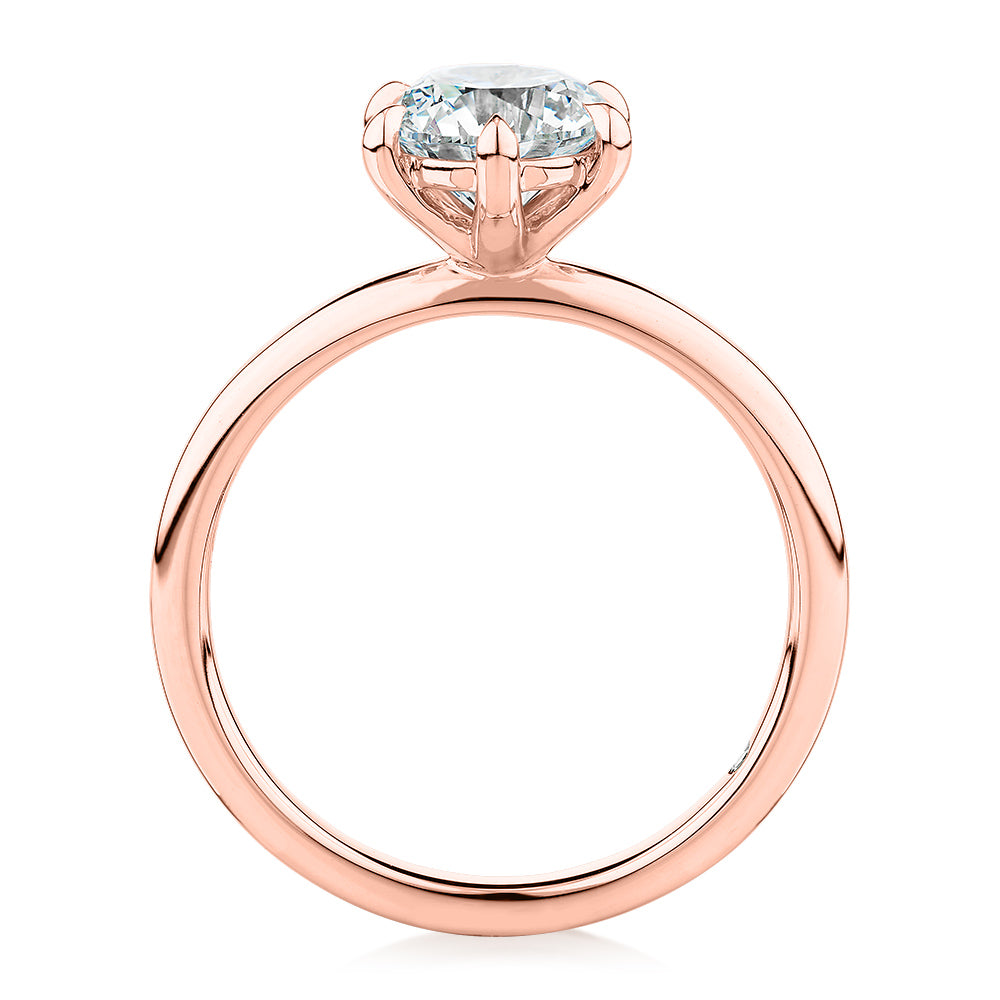 Signature Simulant Diamond 1.50 carat* round brilliant solitaire engagement ring in 14 carat rose gold